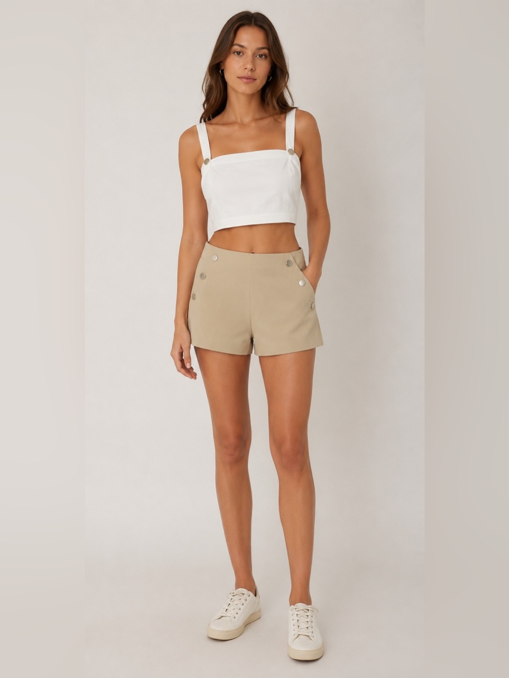 Ramy Brook Drew Shorts Khaki Silver High Rise Size 2